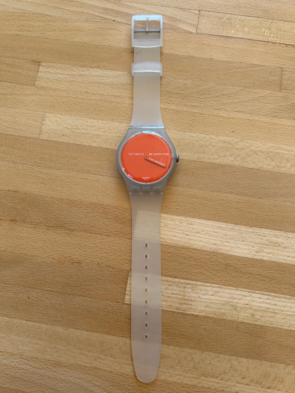 BNNW Swatch Translucent Band Watch with Orange Dial